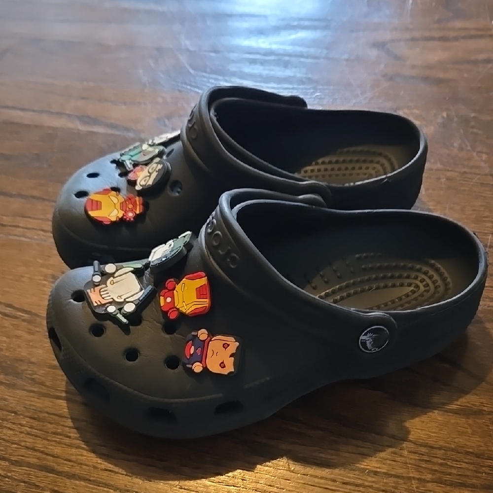 Crocs Kids' Black Clogs with Fun Charms